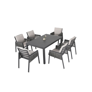 Nuu Garden Sicily 7-Piece Aluminum Strap Dining Set 