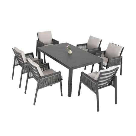 Nuu Garden Sicily 7-Piece Aluminum Strap Dining Set