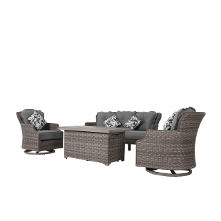 Nuu Garden 4-piece Wicker Fire Pit Sofa Set 